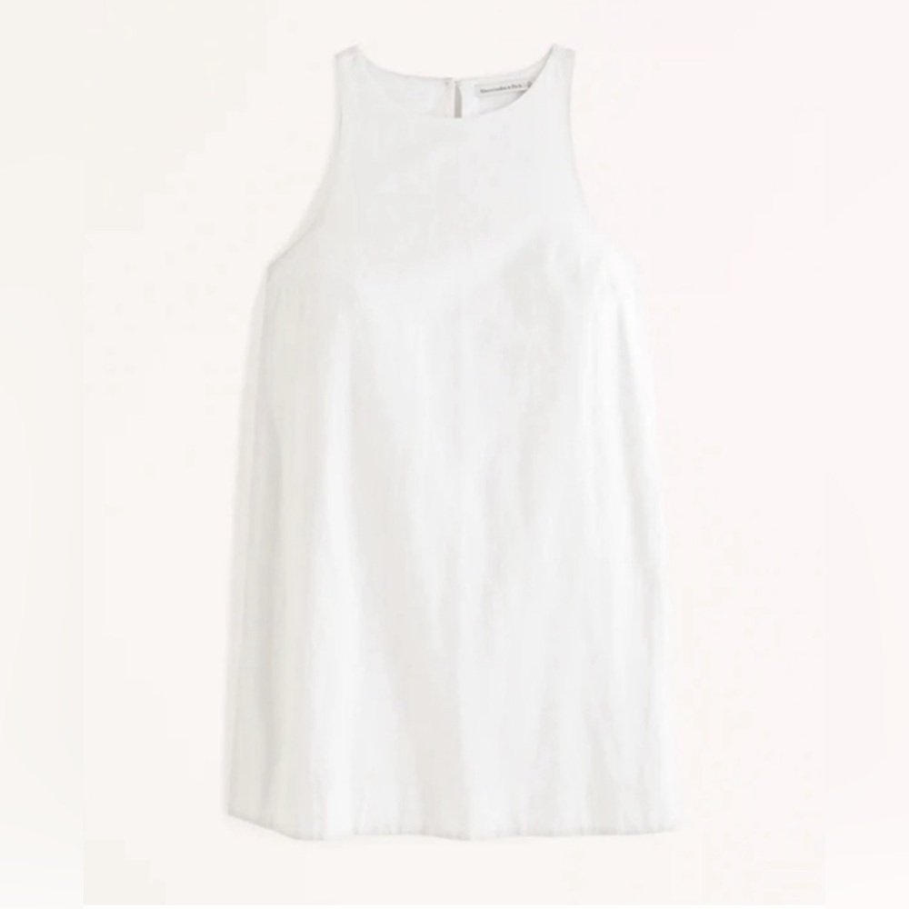 Abercrombie High-Neck Linen-Blend Mini Dress